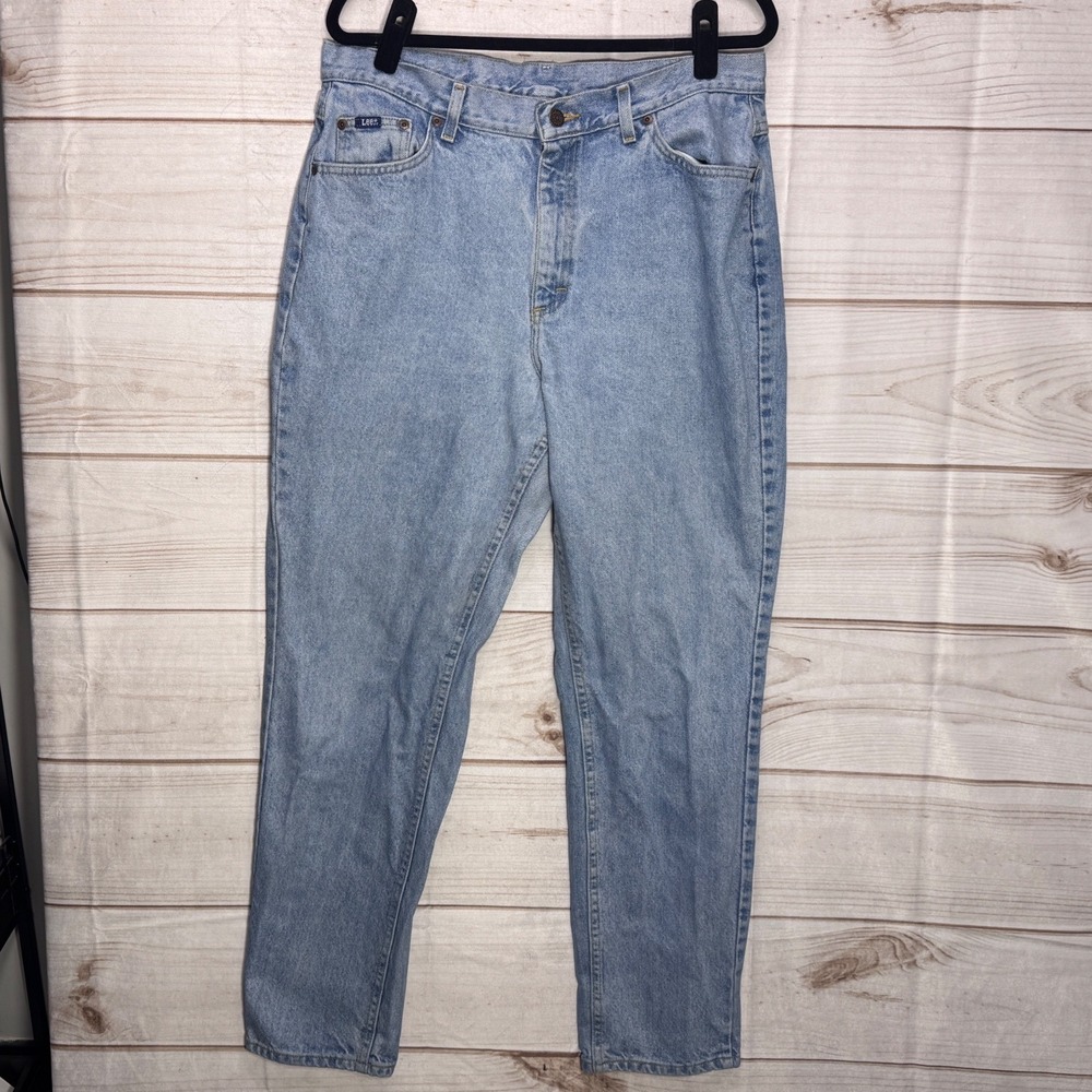 Vintage Lee High Waisted Mom Jeans Light Wash Denim Tapered Leg Womens 18 MED